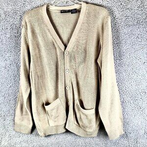 Vtg Puritan Cardigan Sweater Size Large Beige Acrylic Grunge Preppy‎ Top Grandpa